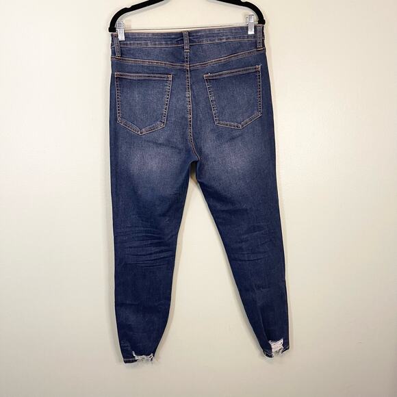 Celebrity Pink Blue Denim Stretch Distressed Button Skinny Ankle Jeans Size 13 - Picture 2 of 10